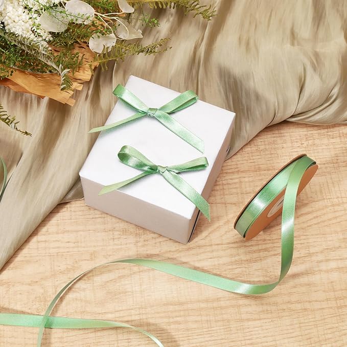 LaRibbons Sage Green Ribbon 3/8 Inch 25 Yards Luxury Double Faced Green Silk - Image 2