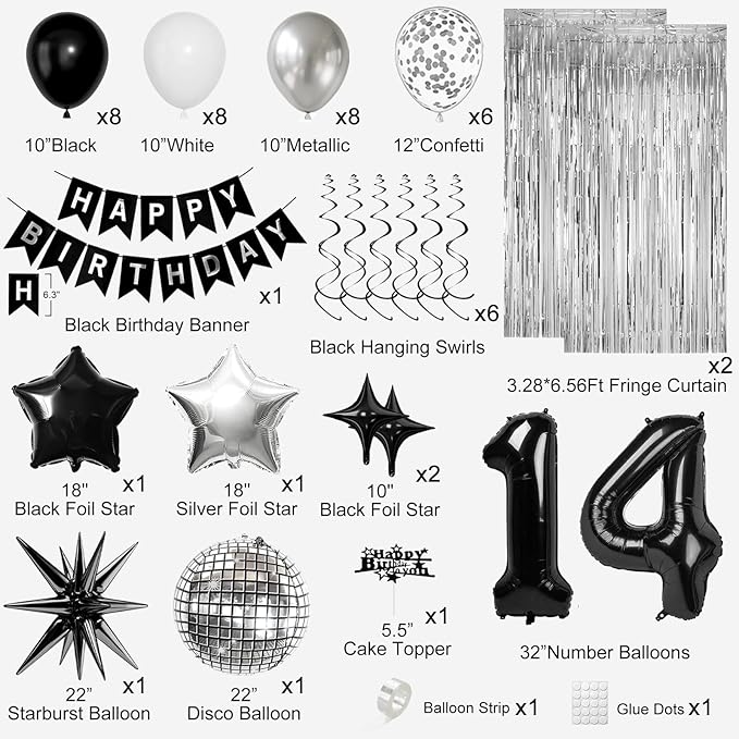 14th Birthday Decorations for Boys Girls, Fringe Curtains Kit - Image 2