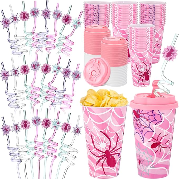 Yungyan 36 Sets Pink Spider Party Favors Goodie Cups by Yungyan