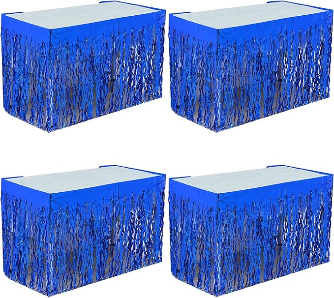 4P Wavy Metallic Tinsel Foil Fringe Table Skirts by Unknown