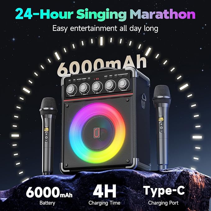 Karaoke Machine with 2 Wireless Mics - Image 5