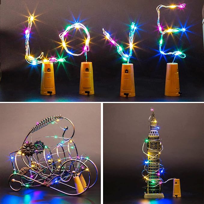 Wine Bottle Lights with Cork 15Pack 10 LED 40 Inches Battery Operated Silver - Image 6