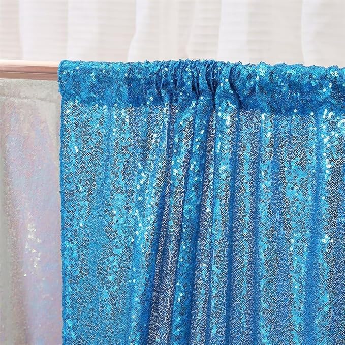 Eternal Beauty Turquoise Sequin Backdrop, 20x10 Ft Glitter Background Curtains - Image 7