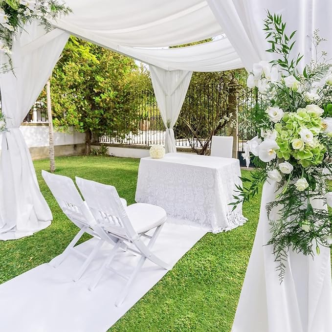 Wedding Arch Draping Fabric 3 Panels 30" x 32 ft White Wedding Arch Drapes - Image 7