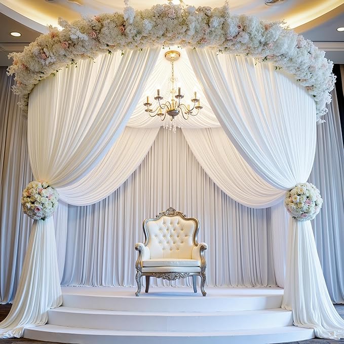 PartyVillage 40ft×15ft White Backdrop Curtain - Image 3