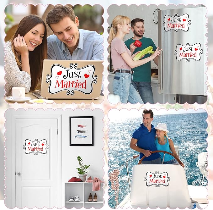 2 Pcs Large Just Married Car Decorations Just Married Car Magnets Sign - Image 7