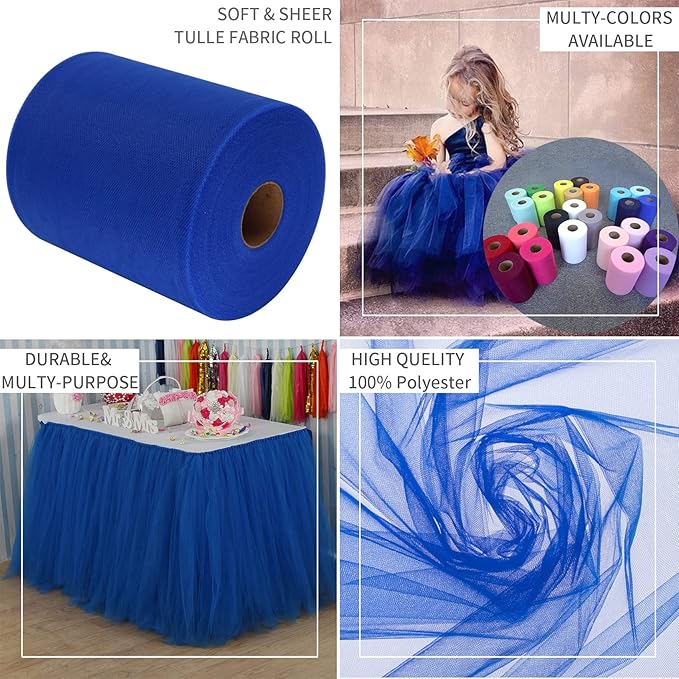 Royal Blue Tulle Fabric Rolls 6 Inch by 200 Yards Fabric Spool Tulle Ribbon - Image 7