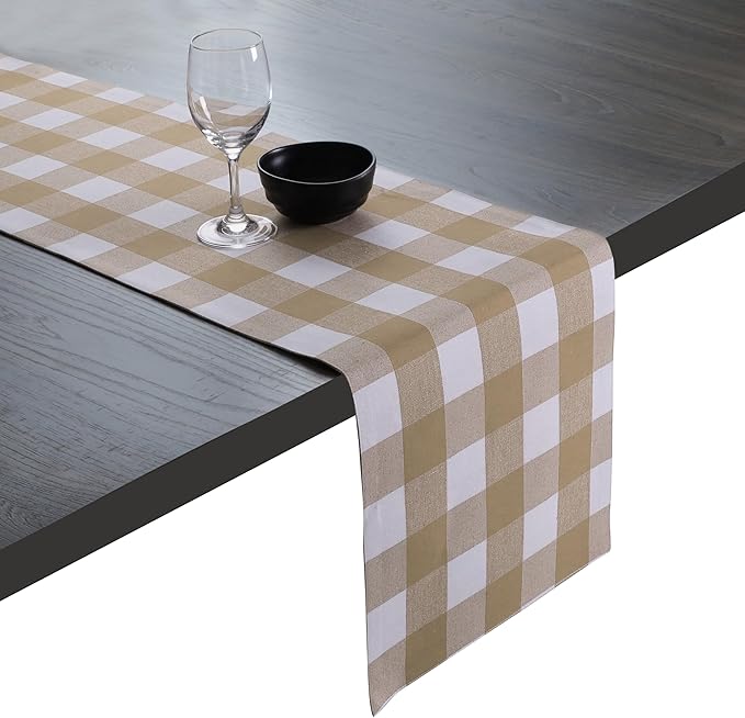 Native Fab Table Runner Buffalo Check Plaid 100% Cotton by NativeFab