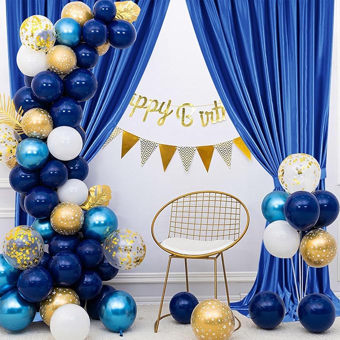 Sugargirl 10x10FT Royal Blue Backdrop Curtains Polyester Photo Backdrop Drapes - Image 2
