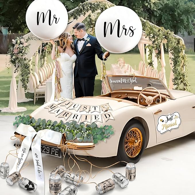 33 Pc Just Married Car Decorations – Wedding Reception & Ceremony Decor – - Image 6