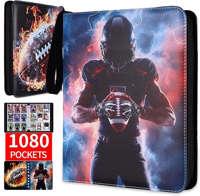 Football Card Binder 1080 Pockets, Ultimate Trading Card Ablums by Dosanlues