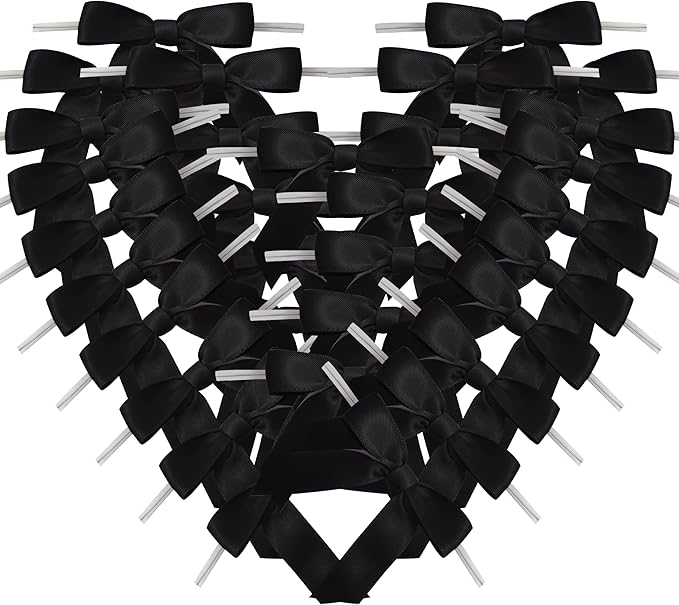 50pcs 2-1/2" Black Satin Ribbon Bows by Micomon