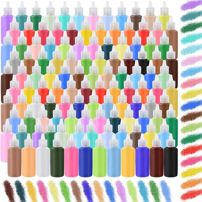Wettarn 180 Pcs 1.25 oz Sand Art Bottle Kits 60 Colors of Sand and Bottle by Wettarn