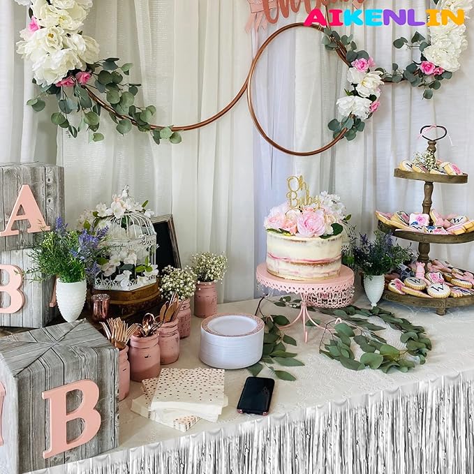 6 Pack 29x108 Inch Metallic Foil Fringe Tinsel Table Skirts Banner - Image 6