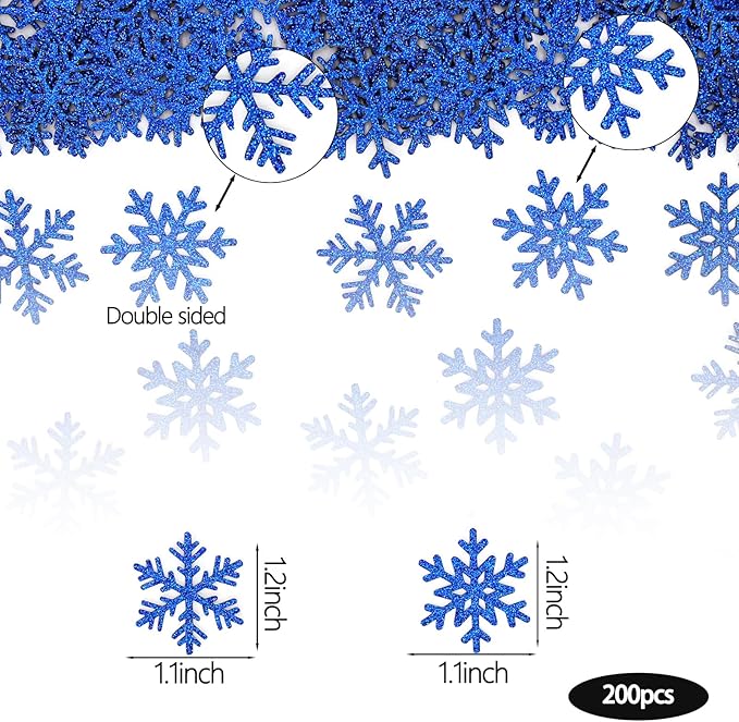 200PC Snowflake Confetti Dark Blue Christmas Confetti Snowflakes Table Scatter - Image 2