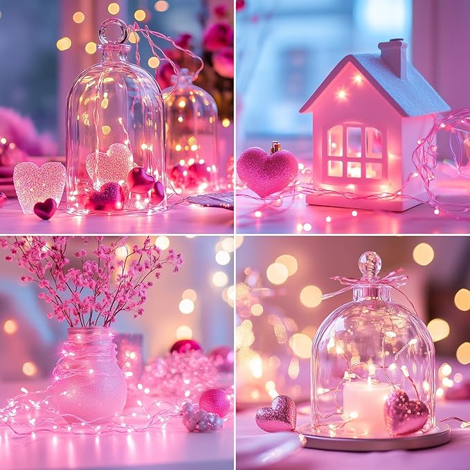 Minetom 12 Pack Pink Fairy Lights Battery Operated String Light - 7ft 20 LED - Image 6