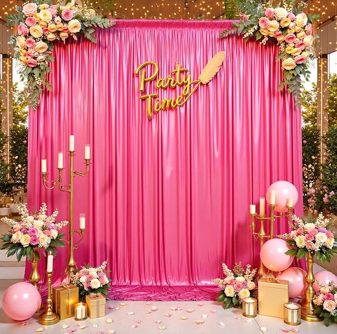 10ftx10ft Hot Pink Sequin Backdrop Curtain - Image 3