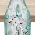 Farmhouse Table Runner, Rustic Wood Plank Spring Daisy Flower Retro Wooden by Unknown