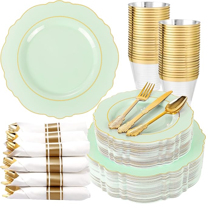Liacere 350PCS Light Green Plates by Liacere