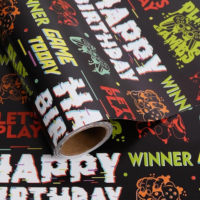 Aimyoo Gaming Birthday Wrapping Paper Roll by Aimyoo