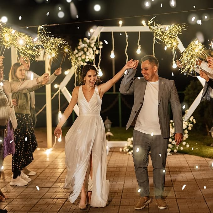 100 Pcs Lighted Wedding Wands LED Tinsel Wands Light up Streamers Sparklers - Image 6