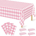 4Pack Pink Table Cloth, Waterproof Picnic Table Cover Checkered Rectangle by QZYL