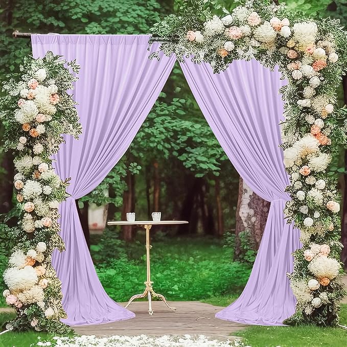 MEETSKY 10ft x 8ft Light Purple Backdrop Curtain by MEETSKY