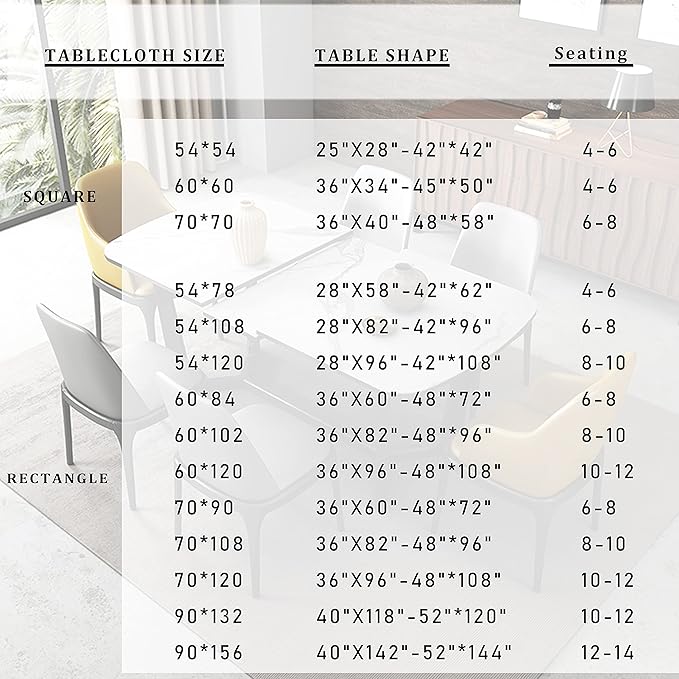 Fitable Square Tablecloth 60x60 inch Tablecloth Stain and Wrinkle Resistant - Image 7