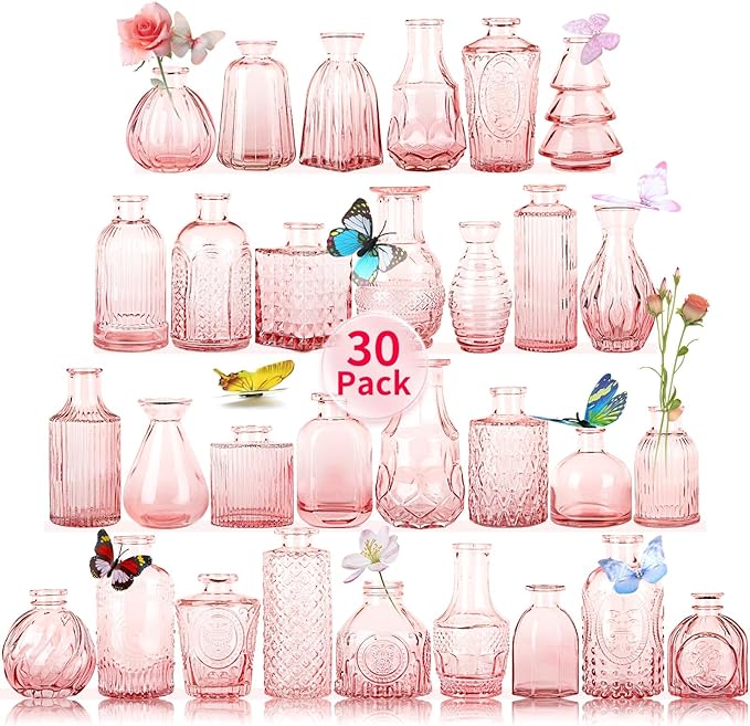Glass Bud Vases in Bulk Set of 30 Pcs, Small Glass Vases by earthgadgets