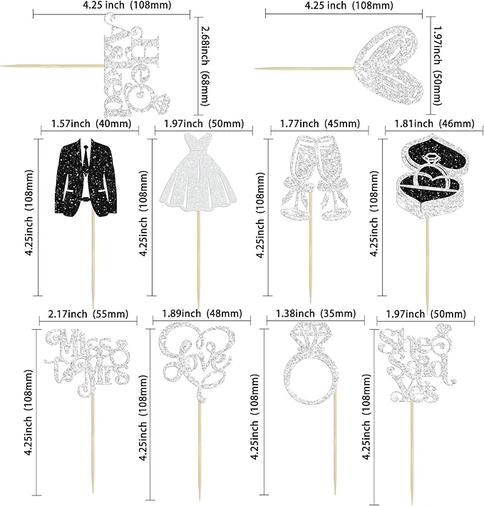 Gyufise 30Pcs She Said Yes Cupcake Toppers Glitter Diamond Ring I Do Love - Image 2