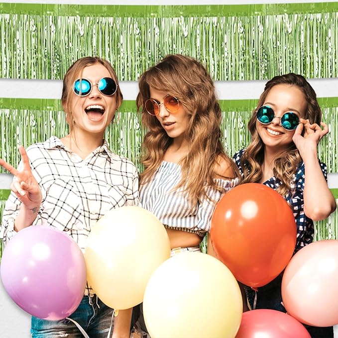 4 Pack 10 Feet Light Green Foil Fringe Garland Metallic Tinsel Streamers Banner - Image 6
