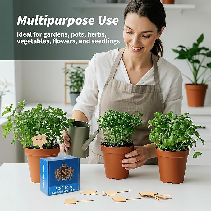 52-Piece Eco-Friendly Bamboo Plant Labels | Beautiful Natural Bamboo Garden - Image 6