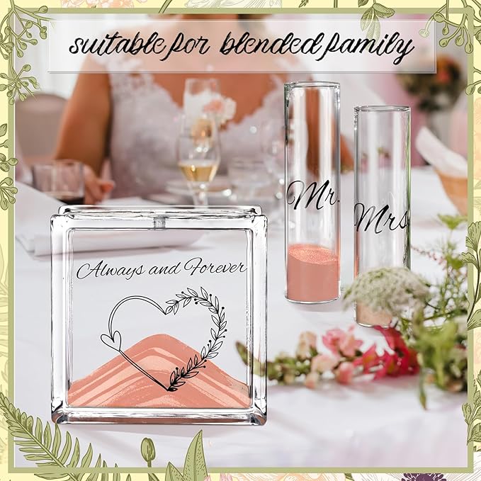 Wedding Unity Sand Set Include Vases Square Glass Jar Container 12 oz Sand - Image 4