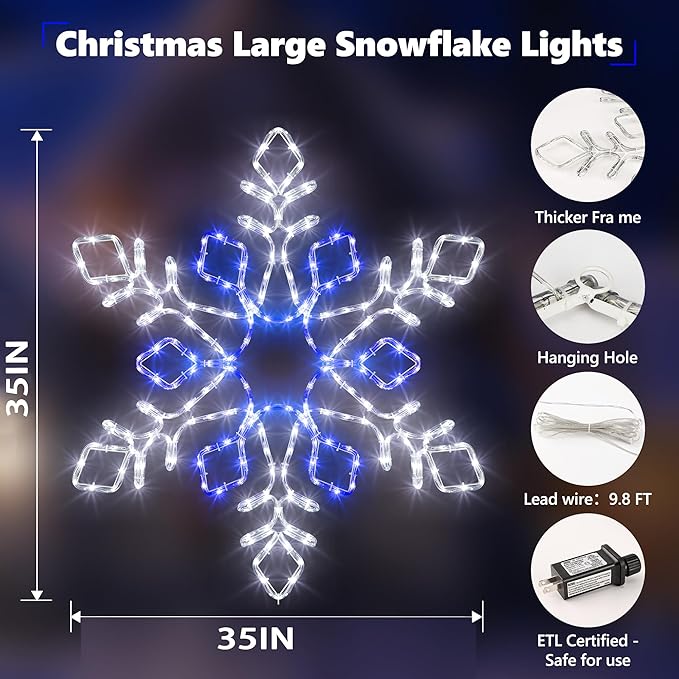 Christmas 35'' Snowflake Lights Decoration - Image 2