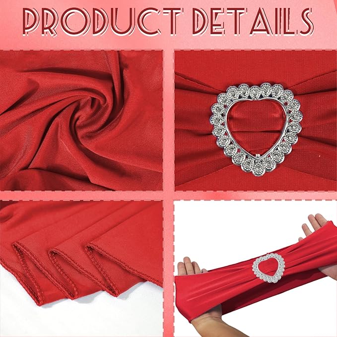 100PCS Spandex Stretch Red Chair Sashes Bows Universal Elastic Chair Cover - Image 3