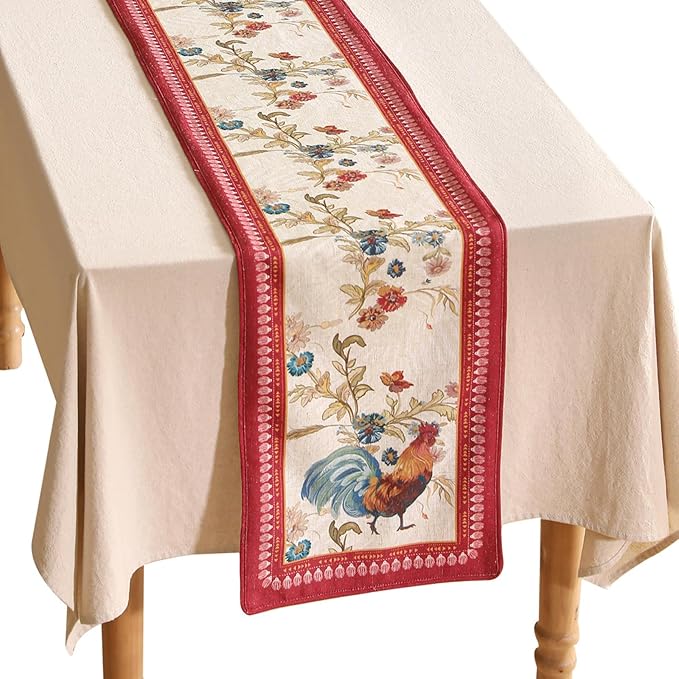 patdrea Designer Farmhouse Linen Extra Long Table Runner, Rustic Cottage Mauve by Welcometopatdrea