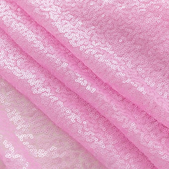 Sugargirl Matte Pink Sequin Backdrop Curtain 2 Panels 2FTx8FT Glitter Pink - Image 5