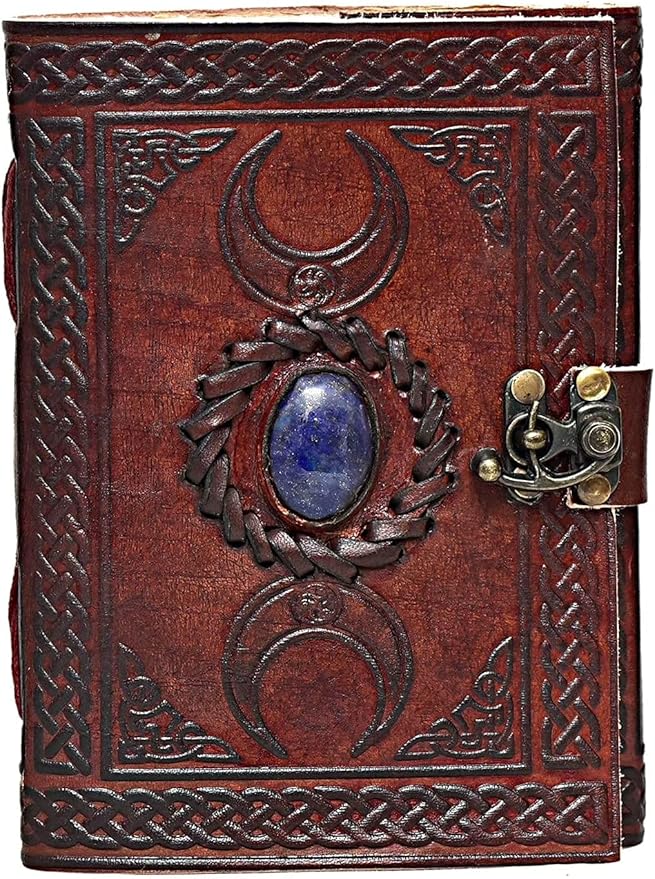 cuero 3 Moon Blue Lapiz Embossed Vintage Leather Journal | 240 Pages of Antique - Image 3