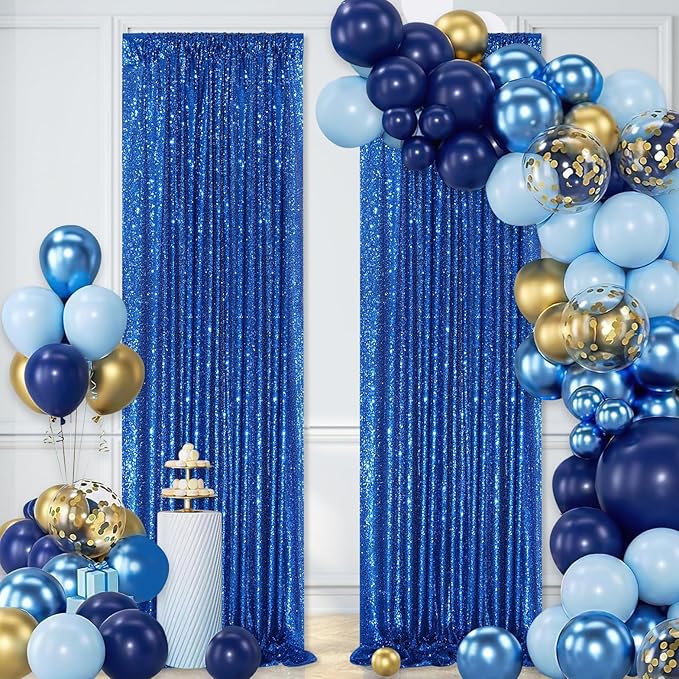 Glitter Backdrop Curtains Royal Blue Sequin Background 3 Packs 2FT x 8FT Sequin - Image 7