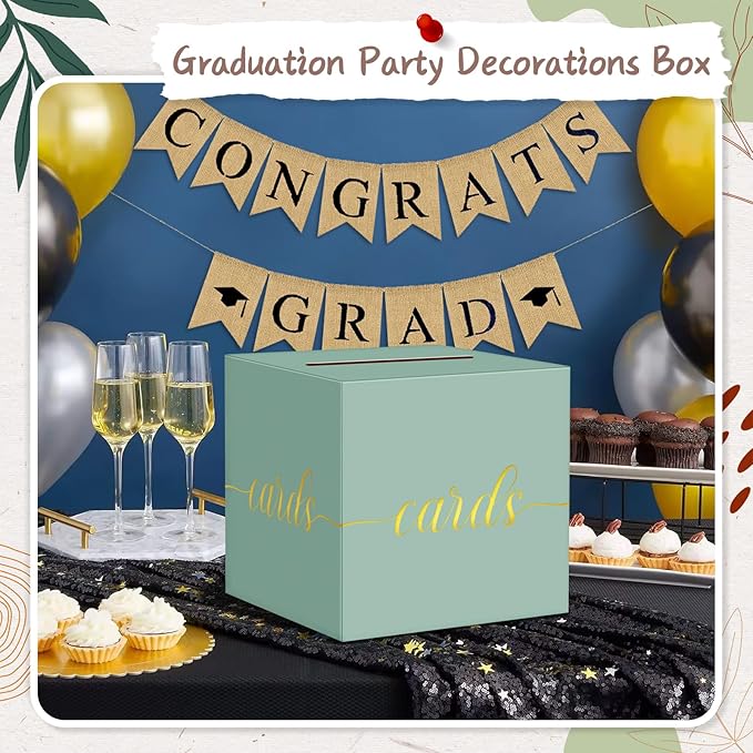 QIKSION Sage Green Wedding Card Box, Wedding Reception, Baby Shower, Graduation - Image 5
