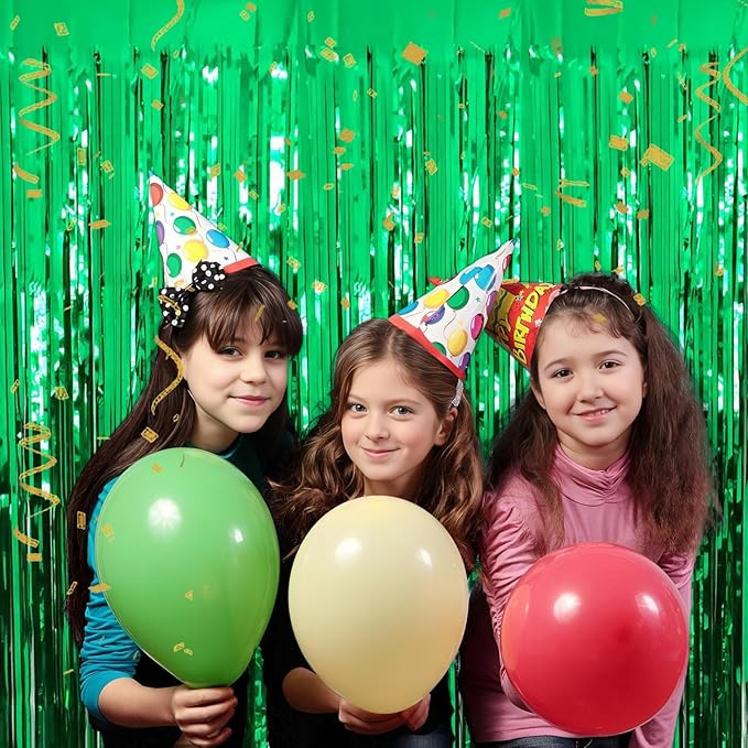 Green Foil Fringe Curtain 3.3×8.3FT 6 Packs, Metallic Tinsel Curtains Party - Image 6