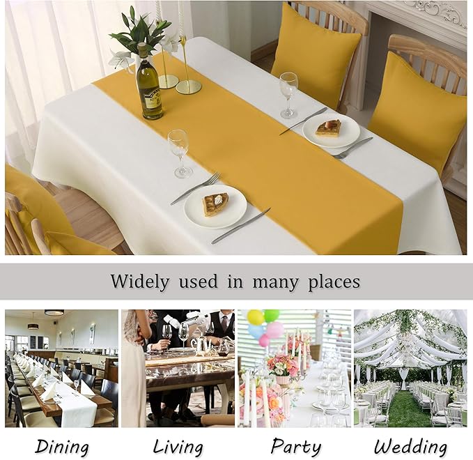 DUALIFE Table Runner Yellow 14 x 72 Inches Long Vivid Fall Yellow Table Runner - Image 7