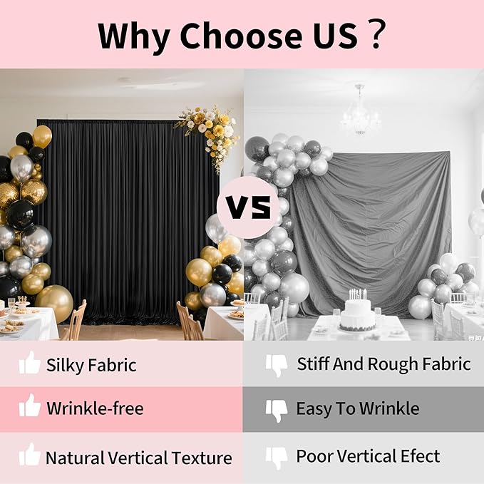 40x10ft Backdrop Curtains for Parties, 8 Panels 5x10ft Curtains Photography - Image 5