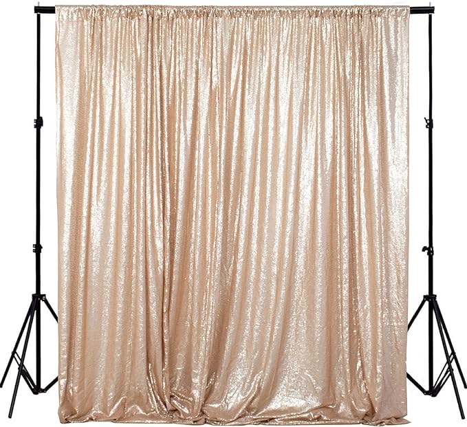 ShinyBeauty PHOTOBOOTH Backdrop Best Choice 4FTx7FT Champagne Sequin Fabric by ShinyBeauty