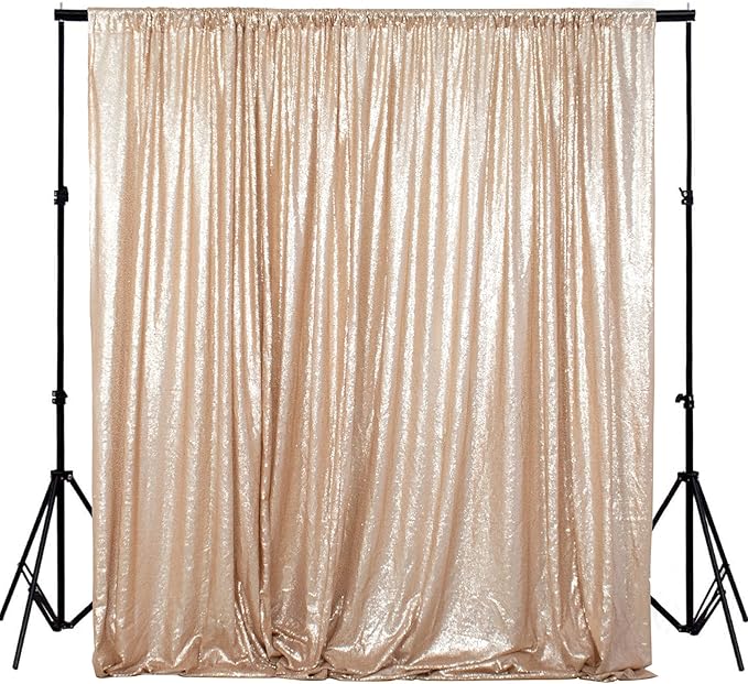 ShinyBeauty Sequence Backdrop Champagne 8FTx10FT Sequin Photo Backdrop by ShinyBeauty