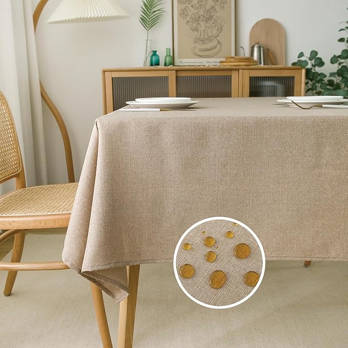 NLMUVW Square Burlap Table Cloth 54 x 54 Inch, Linen Tablecloth Water Resistant by NLMUVW