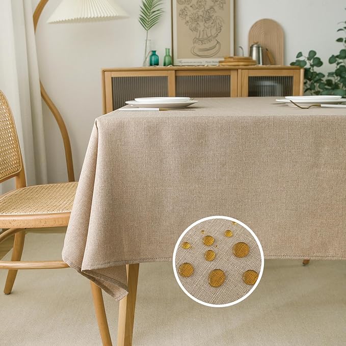 NLMUVW Linen Tablecloth for Rectangle Tables 102 Inch Burlap Textured Table by NLMUVW