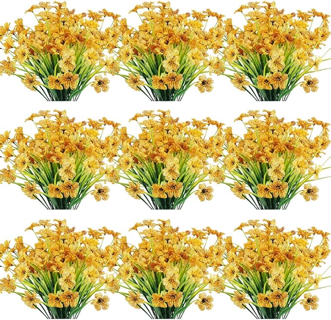 30 Bundles Artificial Flowers Outdoor UV Resistant Fake Flowers No Fade Faux by JEMONG