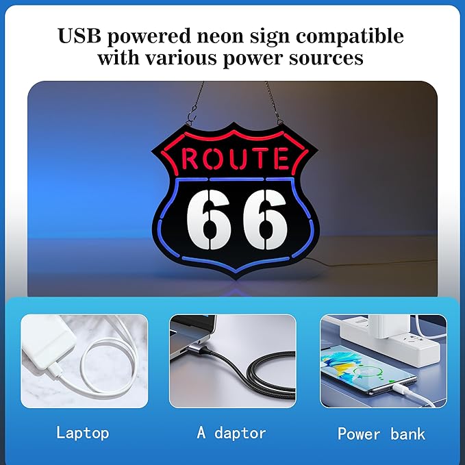 Ultrathin Route 66 Neon Sign Art Wall Lights - Image 3