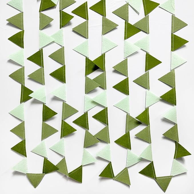 Olive Green Party Decorations Gradient Sage Green Felt Hanging Triangle Mini - Image 4